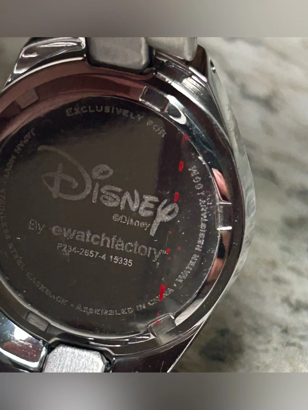 Disney Mickey Mouse Silver Tone Watch 27mm New Old Stock w/ Box Needs Battery